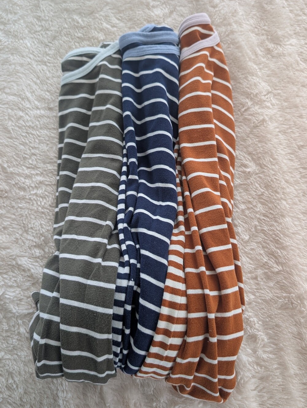 Lands' End Lot Of Three Striped Cotton Long Sleeve Tees